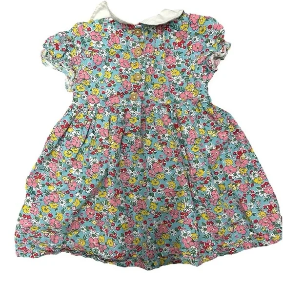 Baby Girl Little Bird Collard Smocked Floral Spring Dress Size 9-12 Months - Picture 5 of 5